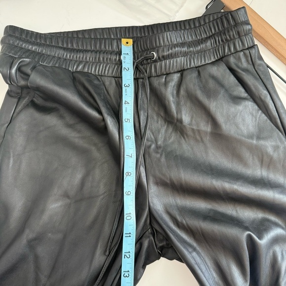 Loft Black Pull On Drawstring Elastic Waist Faux Leather Vegan Ankle Pants Sz SM - Picture 11 of 13
